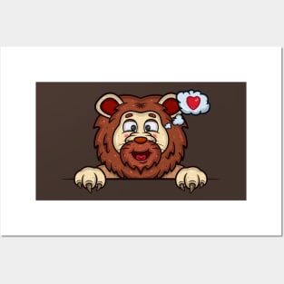 Lion Cartoon With Loving Face Expression Posters and Art